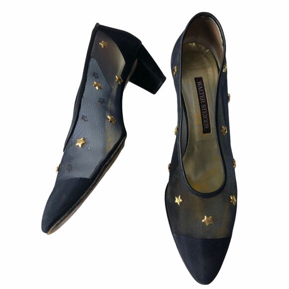 Walter Steiger Star Pump Navy Sheer 9.5AA Handmade - Picture 12 of 14